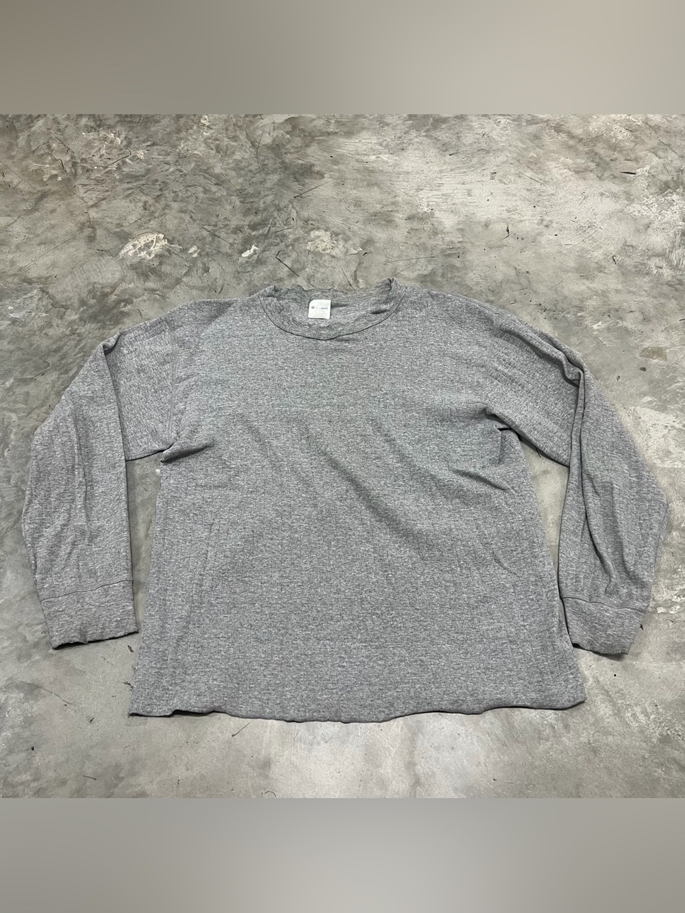 Vintage Champion Ribbed Long Sleeve T-Shirt Gray Made in USA Mens Size L 42-44